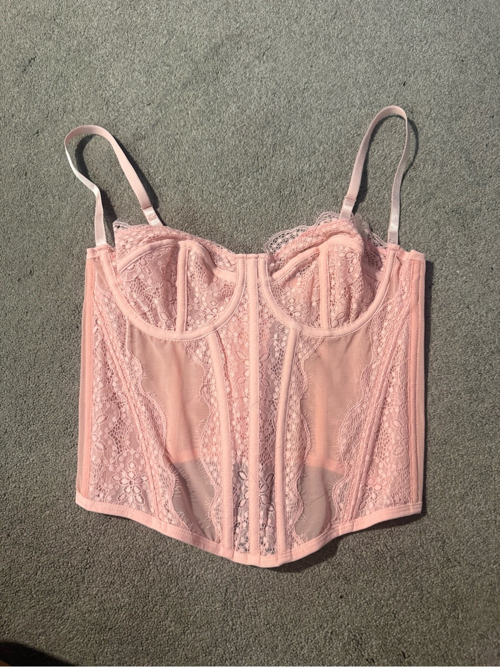 Urban Outfitters Pink Lace Longline Bustier